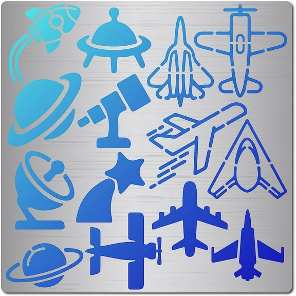 6.3 Inch Spacecraft Metal Stencil Space Rocket Pattern Stainless Steel Cutting Stencil Template Journal Tool for DIY Painting Wood Burning Pyrography and Engraving Home DIY Decoration Crafts