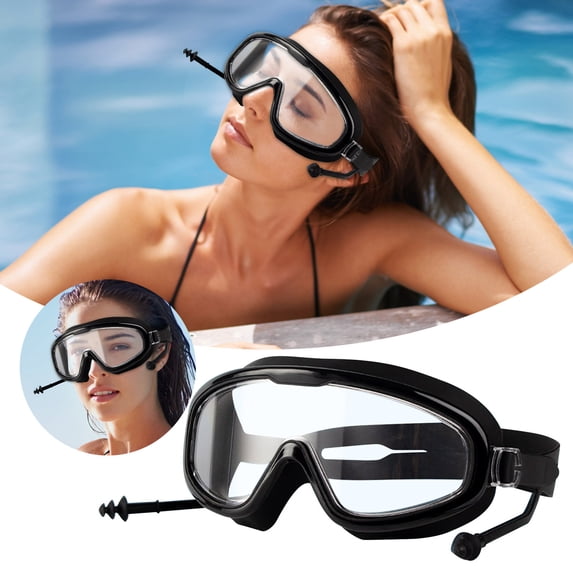 6.3 Inch Swimming Goggles for Adult Women Anti-Fog Wide View Clear Goggles - Pool & Beach Accessories for Summer, Adult Women Swim Goggles Clear Anti-Fog - Anti-Leak Adjustable for Women Men