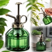 6.3 Inch Vintage Plant Mister Bottle , Glass Water Sprayer with Ergonomic Bronze Pump for Houseplants & Garden Care Dark Green