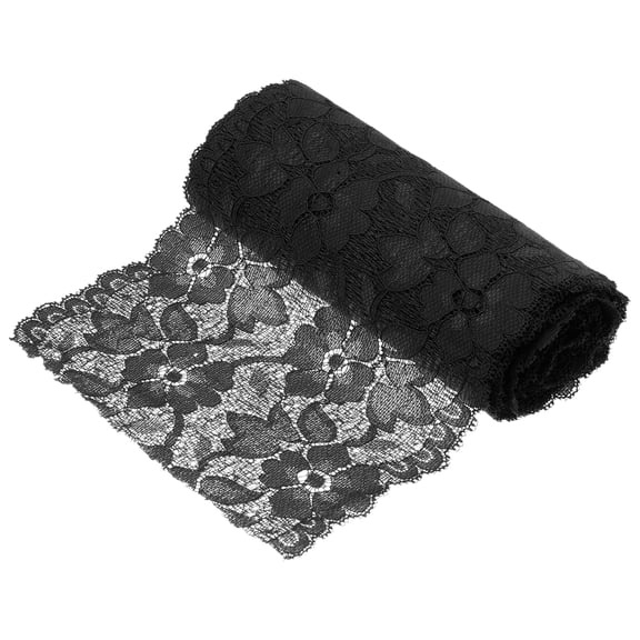 6.3 Inch Wide 5 Yard Lace Ribbon Floral Pattern Black Lace Trim Ribbon for Gift Wrapping, Wedding Decor