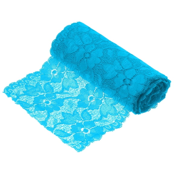 6.3 Inch Wide 5 Yard Lace Ribbon Floral Pattern Dark Lake Blue Lace Trim Ribbon for Gift Wrapping, Wedding Decor