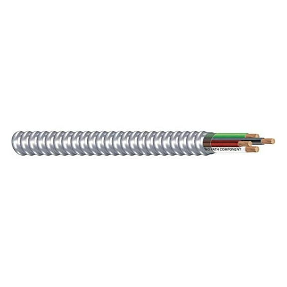 6/3 Metal Clad (MC) Cable with Ground, Aluminum Armored, Stranded Copper Conductors (25Ft Cut)