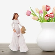 6.3" Mother Daughter Figurine, Modern Resin Hand-Painted Figure Mother's Day Birthday Gift,Beige
