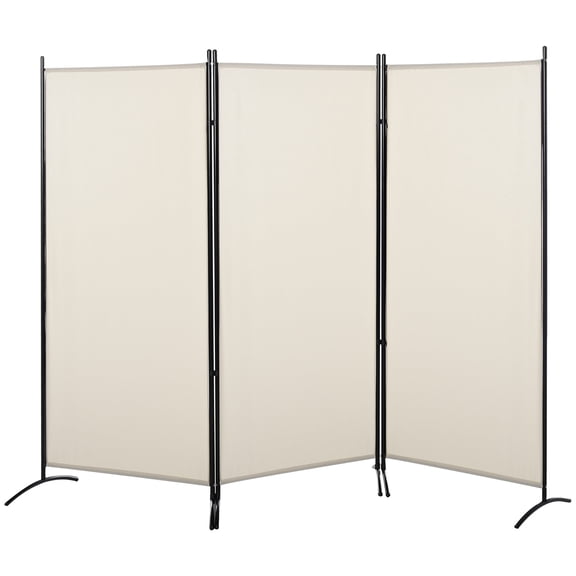 6 3 Panel Room Divider, Beige Privacy Screen for Home Office, Folding Partition Wall
