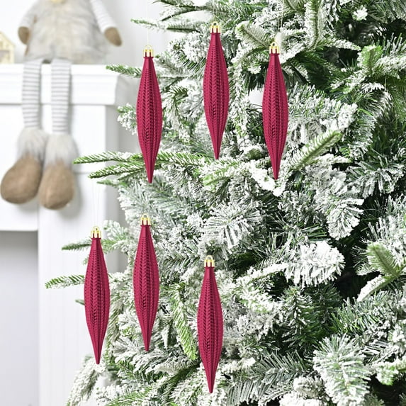 6.3 in Plastic Finial Drop Christmas Ornaments Decorative Hanging Ornaments Shiny, Matte, Glitter and Sequin Finishes Shatterproof for Christmas Tree Decor Wedding Party Xmas Holiday