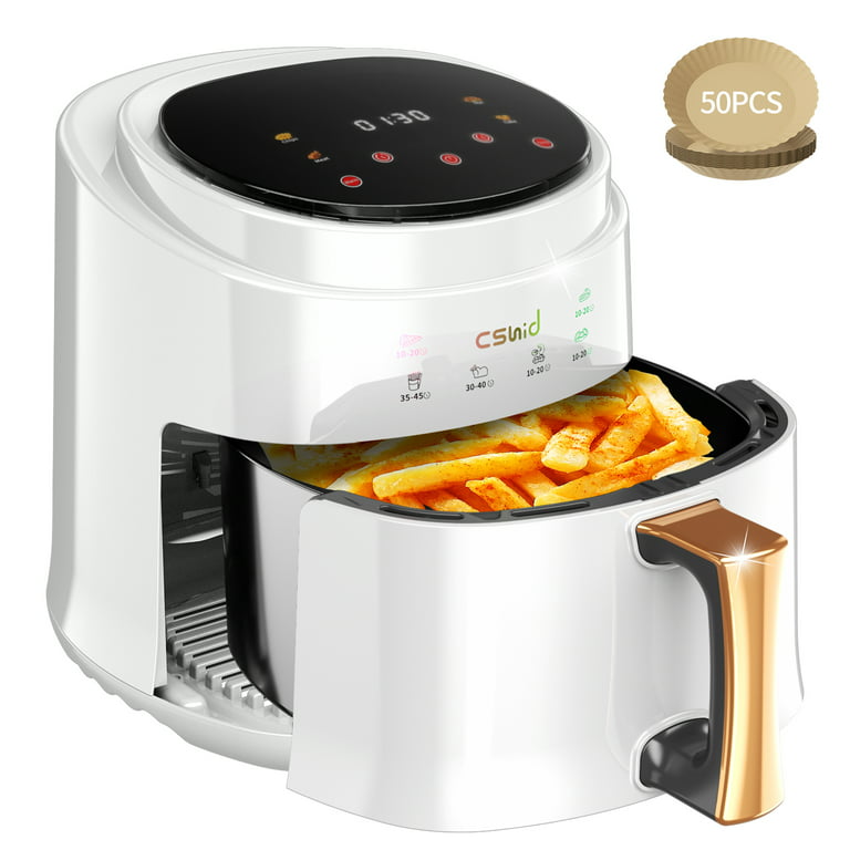 6.3 QT Large Capacity Air Fryer Touch Screen Smart Fryers Household  Multi-function Air fryer that Crisps, Roasts, Reheats, & Dehydrates, High  Gloss Finish,Including Air Fryer Paper Liners 50PCS,Black 