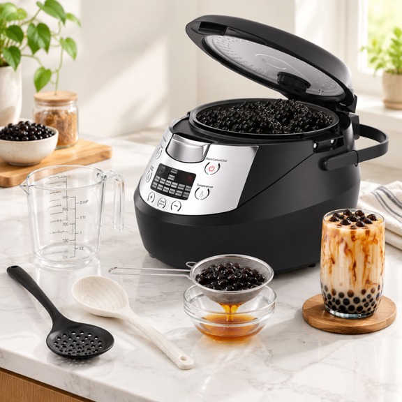 6.3 Quart Automatic Boba Cooker, 900W Bubble Tea Pot for Tapioca, Milk Tea, and Sago