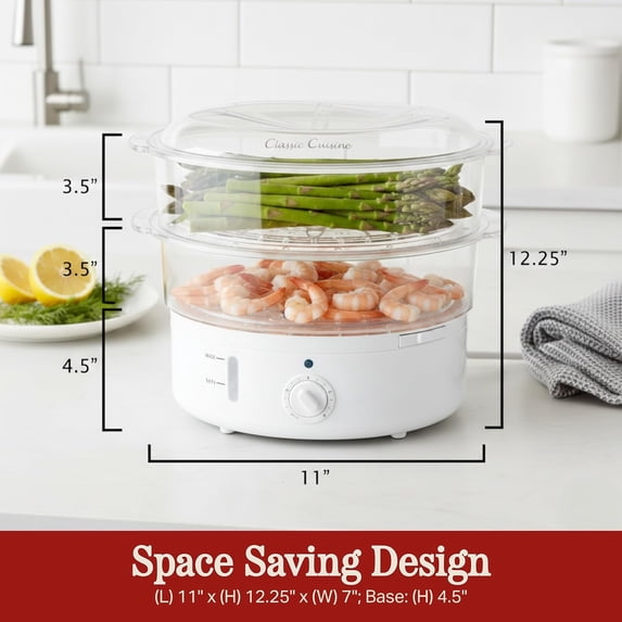 6.3 Quart Electric Vegetable Steamer Rice Cooker with Timer for Healthy Cooking