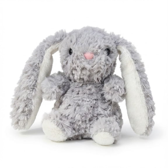 6.3" Silver Grey Mini Floppy Eared Easter Bunny Plush Toys - Small Bunny Stuffed Animals - Soft Chrome Plushies for Easter Basket Stuffers - Modern Farmhouse Spring Decor Boys
