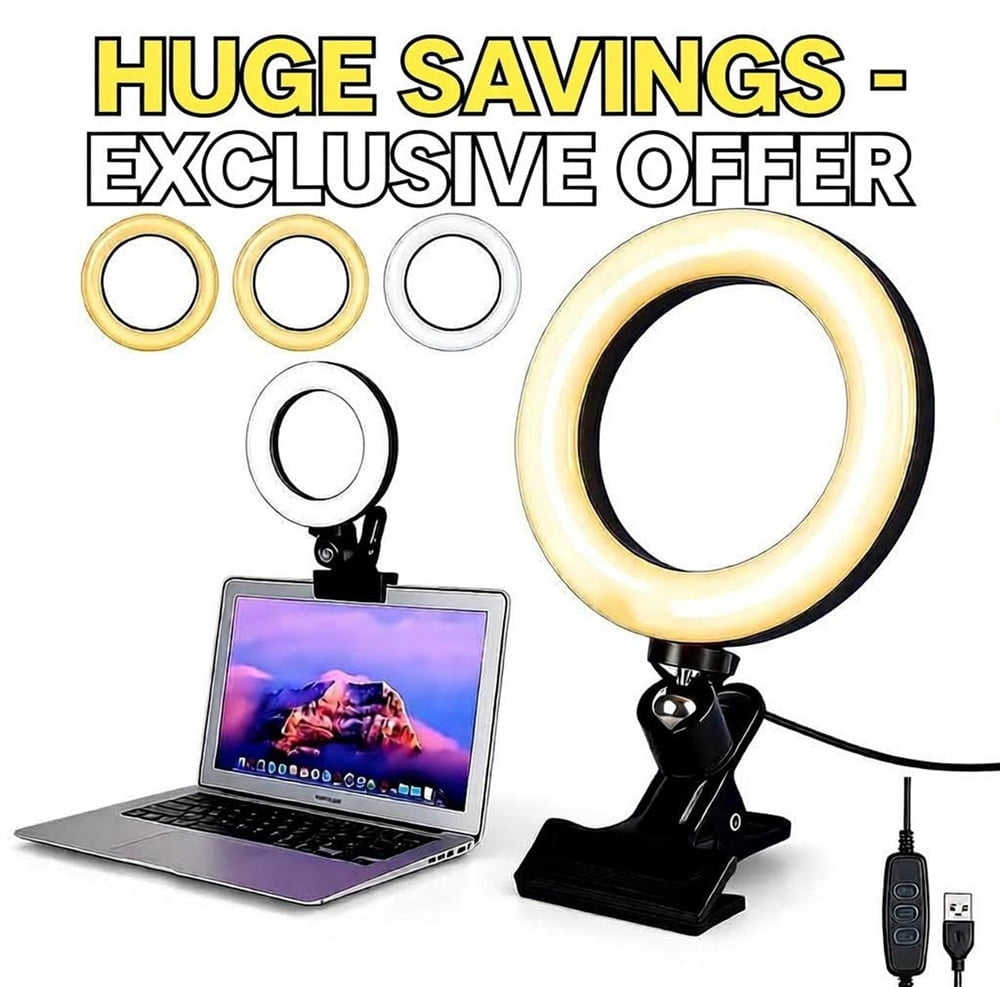 13"" LED RGB Selfie Ring Light With Mini Tripod, Phone Holder, Adjustable Brightness, For Makeup, Streaming" - Walmart Supplies