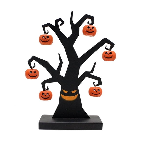 6.3 in. Halloween Haunted Evil Trees — Black Pumpkins with Eerie Shadows, Halloween Decorations for Snack Tables, Dessert Stations & Halloween Party Setups — perfect for Haunted House Setups