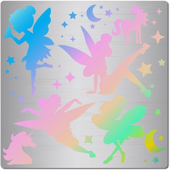 6.3 x 6.3 Fairy Metal Stencil Unicorn Stainless Steel Cutting Dies Stencils Reusable Star Moon Wood Carving Painting Template for Scrapbook Embroidery Craft Decorative Embossing Paper for diy