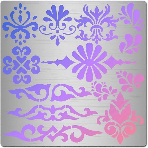 6.3 x 6.3" Metal Floral Stencils Flower Vine Journal Stainless Steel Cutting Dies Stencil Reusable Floral Edge Template Vintage Ornaments