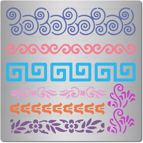 6.3" x 6.3" Metal Journal Stencil Flowers and Vines Stainless Steel Template Ornament Decoration Finds Small Stencil Pattern
