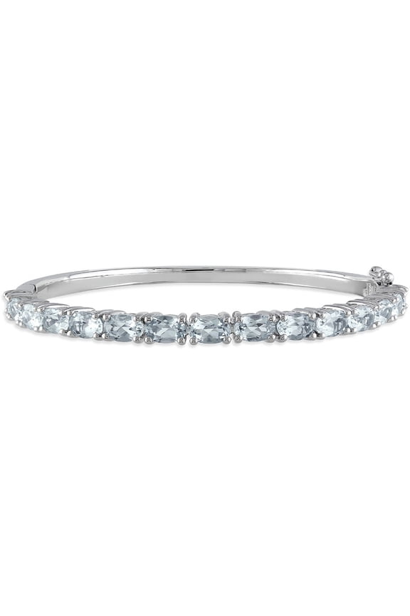 6.30 Carat (Ctw) Light Aquamarine Bangle Bracelet in Sterling Silver for Women