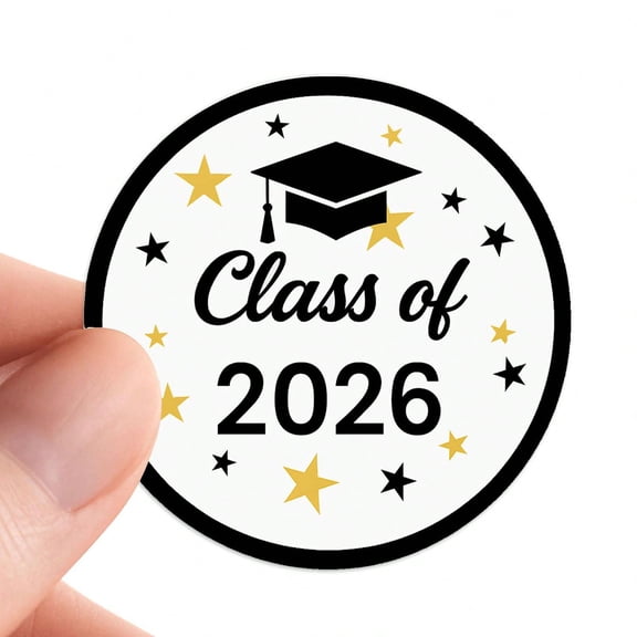 6 30 Pcs Class Of 2026 Graduation Stickers Permanent Strong Adhesive 1 6 Seals For Envelopes Invitations Gift Wrapping Party Favors Easy Peel Non Vinyl