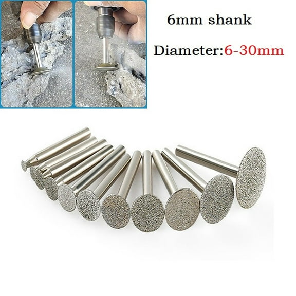 6-30Mm Diamond Burr Carving Grinding Bit 6Mm Shank For Stone Marble Ceramic Jade Carving Drill Burrs Polishing Engraving Tool 6X6 Smile Home