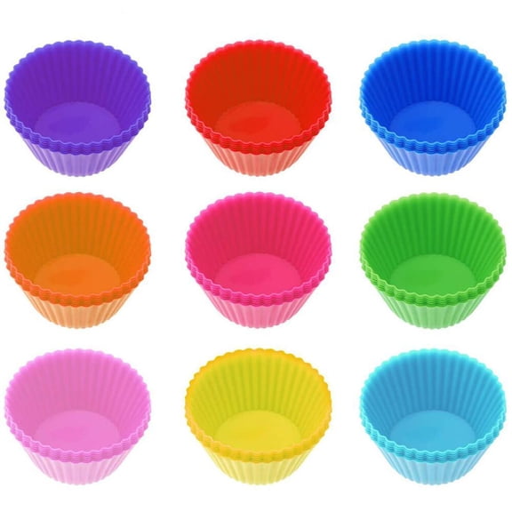 6-30pcs Silicone Baking Mold Set , Round Non-Toxic Cupcake Molds 7x4.2x3.5cm, Perfect Gift & Home Kitchen Upgrade