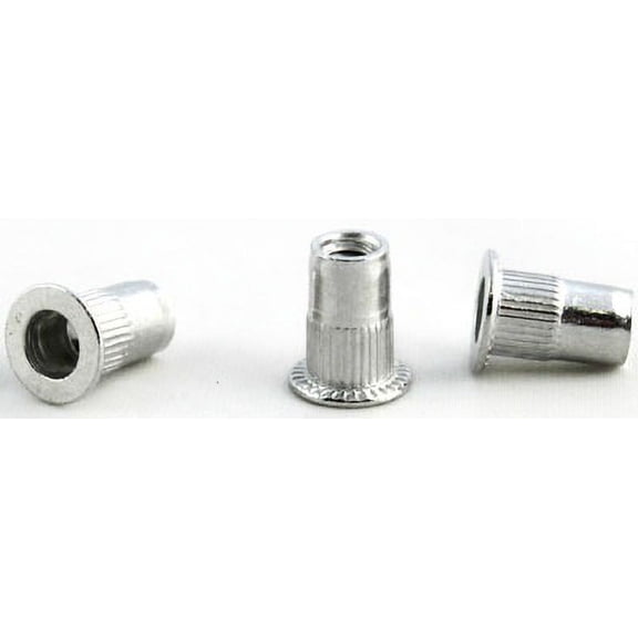 6-32 (Max Grip .130) Large Flange Ribbed Blind Threaded Inserts / Aluminum Alloy 5056 - 1000 Piece Carton