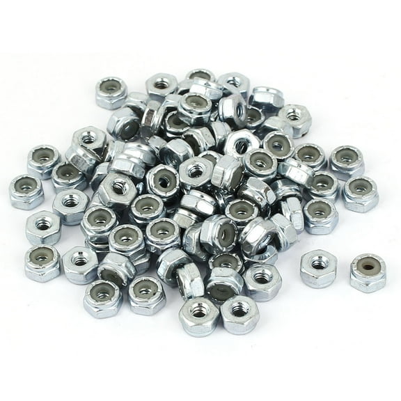 6#-32 Zinc Plated Self-Locking Nylon Insert Hex Lock Nut 100pcs