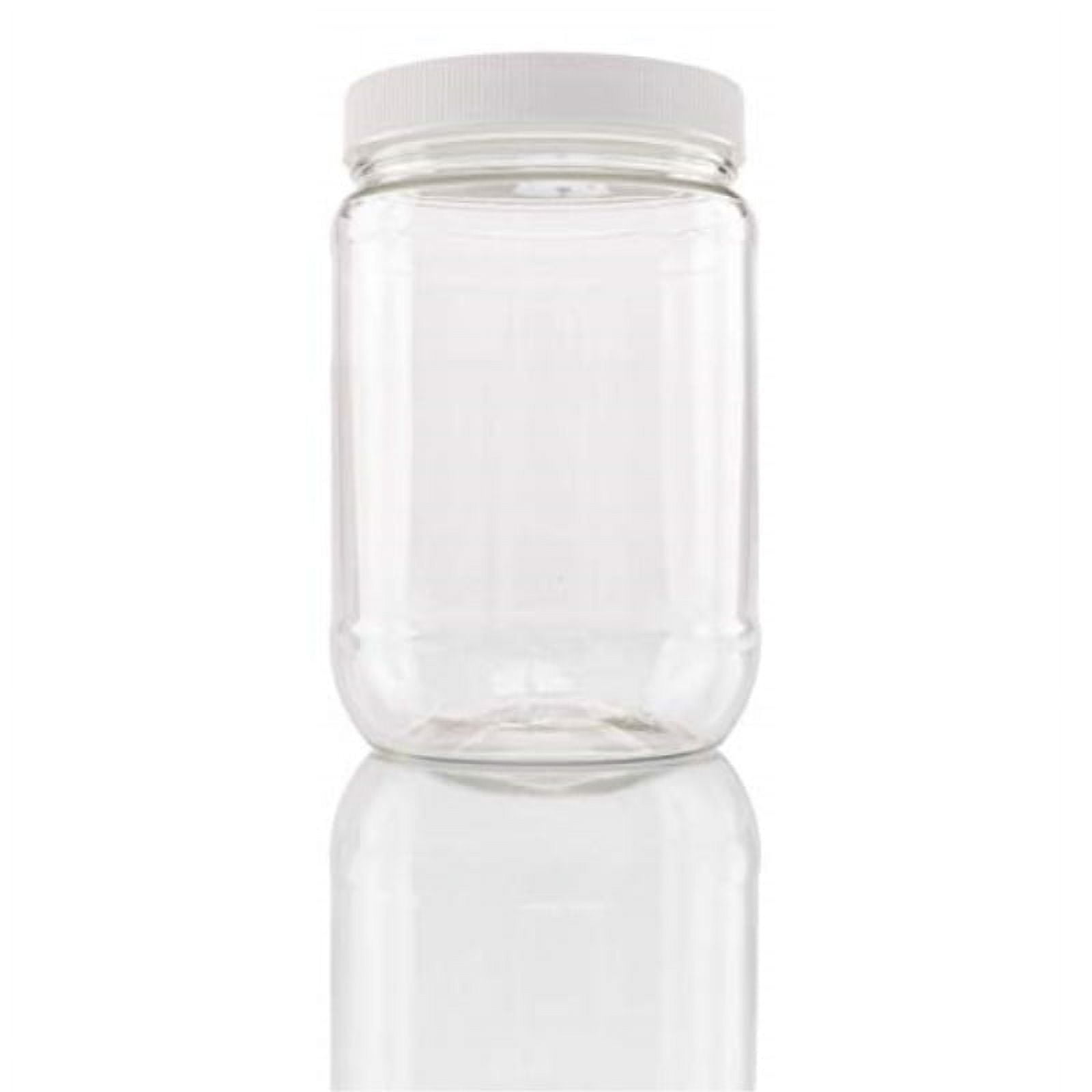 6 32 oz. Plastic Wide Mouth Jars with White Pressurized Sealed Lids ...