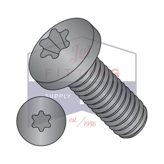 6-32 x 1/2" Machine Screws | Six-Lobe (Torx) | Pan Head | Steel | Black Zinc (Quantity: 10000)
