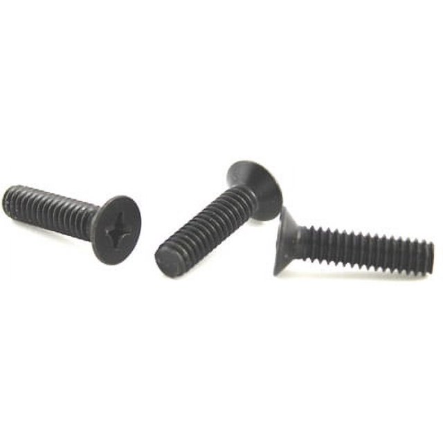 6-32 X 3/4 Inch Flat Head Phillips Screws - Black Oxide Alloy Steel, 100pcs Kit