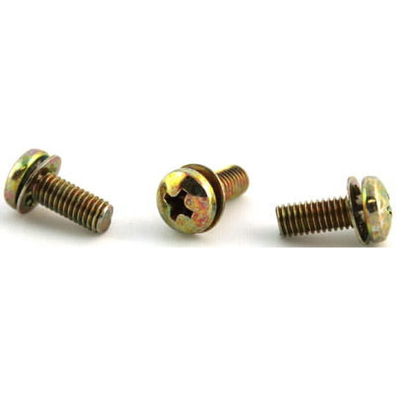 6-32 x 1/4" SEMS Screws / Internal Tooth Washer / Phillips / Pan Head / Steel / Zinc Yellow - 10000 Piece Carton