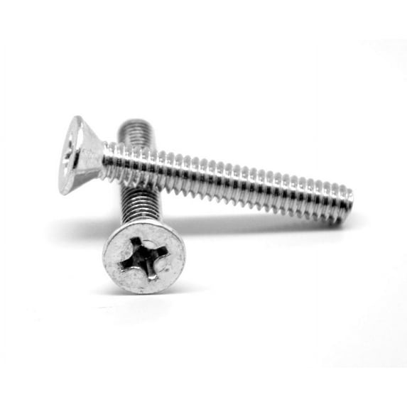 #6-32 x 2" (FT) Coarse Thread Machine Screw Phillips Flat Head Stainless Steel 18-8 Pk 50