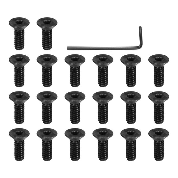 #6-32 x 3/8 Inch Flat Head Socket Cap Screws Hex Drive Machine Screws with Hex Spanner 20 Pcs