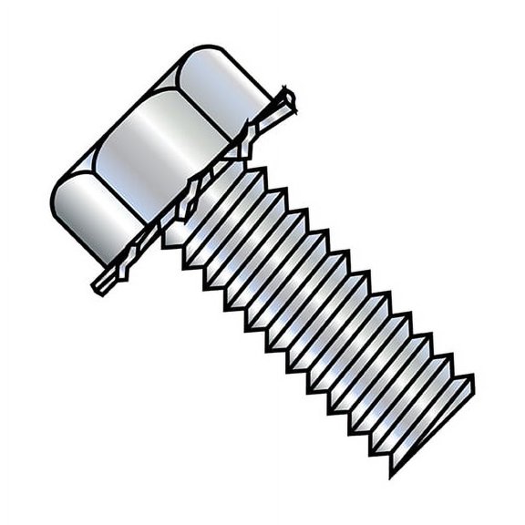 6-32X1/2 Unslotted Indented Hex Head External Sems Machine Screw Full Threaded Zinc (Pack Qty 10,000) BC-0608EH