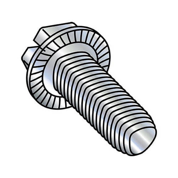 6-32X1 Slotted Ind Hex Washer Serrated Thread Rolling Screws Thread Roll Fully Thread Zinc Wax (Pack Qty 4,000) BC-0616RSWS