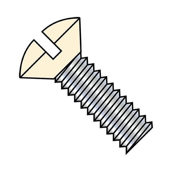 6-32X1 Slotted Oval Machine Screw Fully Threaded Zinc with Ivory Painted Head (Pack Qty 9,000) BC-0616MSOIV