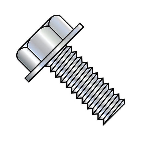6-32X2 Unslotted Indented Hex Washer Head Machine Screw Fully Threaded Zinc (Pack Qty 4,000) BC-0632MW