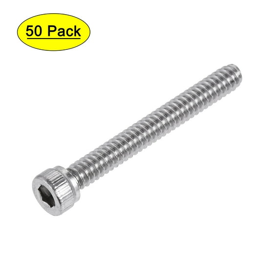 #6-32x1-1/8" Hex Socket Bolts 304 Stainless Steel Polished 50 Pack