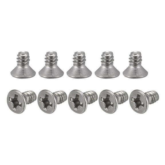 Uxcell 6#-32x1/4" Flat Head Machine Screws Phillips 304 Stainless Steel Polishing 200 Pack