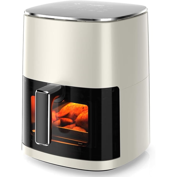 6.34 Qt Square Air Fryer with Visual Window, 400 F Heating, 12 Cooking Modes, Auto Shut-Off