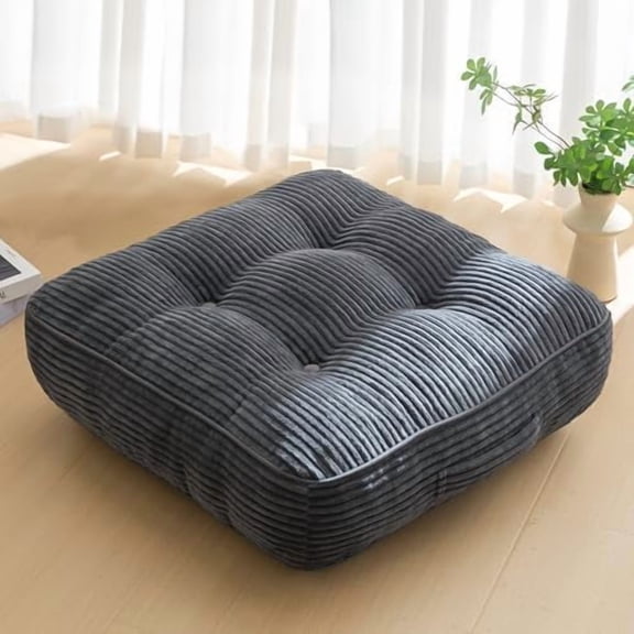 6" Washable Floor Pillow Cushion for Adults, Meditation Cushion Pillow, Large Square Floor Sitting, Removable Tufted Corduroy Cover, for Tatami Living Room or Yoga, 22x22 Inch,