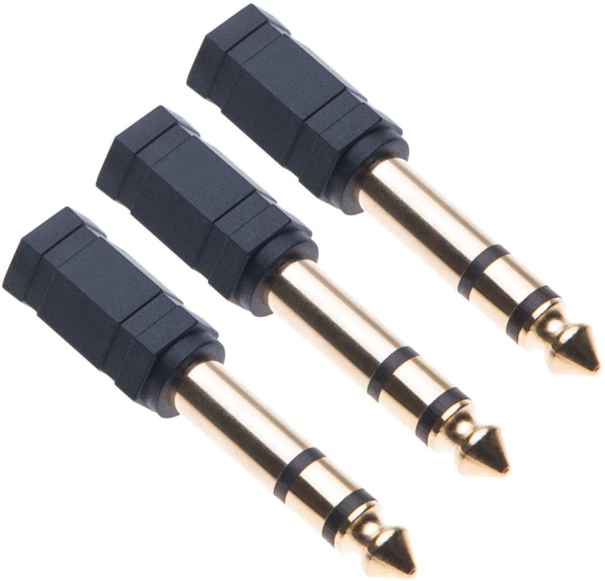 6.35 to 3.5 Headphone Adaptor by Stereo Earphone Audio Plug Adapter AUX Mini Jack to Jack Converter for Headphones Earphones Guitar Amp (6,35mm 1/4 Male to 3,5mm 1/8 Female) 3 Pack