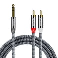 thumbnail image 1 of 6.35 mm to 2RCA Cable 6 ft, FT 6.35mm 1/4 inch Male TRS Stereo Plug to RCA Male Audio Y Splitter Cable Insert Cord, 1 of 6