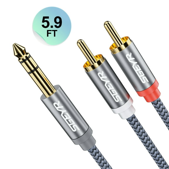 6.35 to 2RCA 5.9ft Audio Video Cable for Subwoofer SGEYR Y Splitter Male Auxiliary Cord