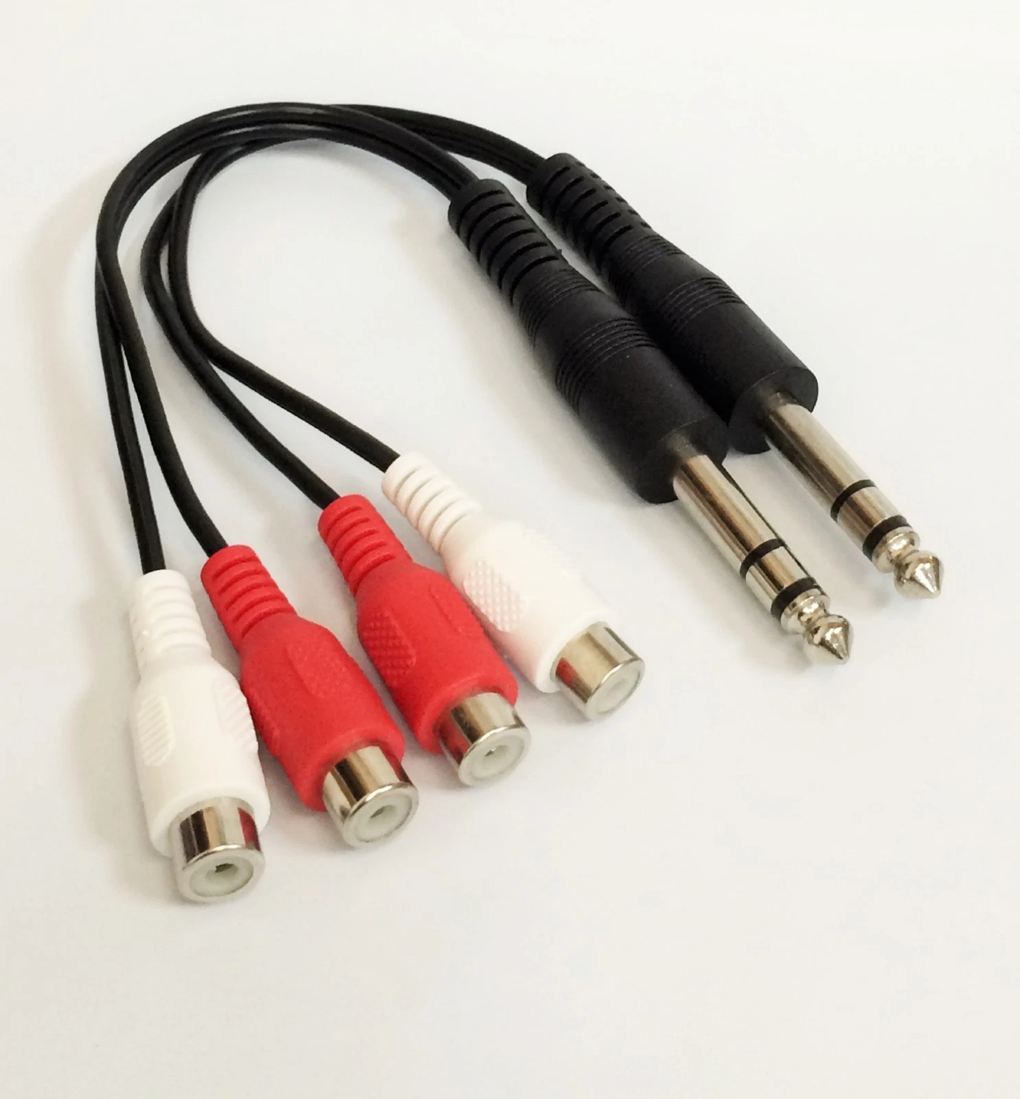 6.35Mm 1/4 In Trs Stereo Jack Male To 2 Rca Female Plug Y Splitter Adapter Cable