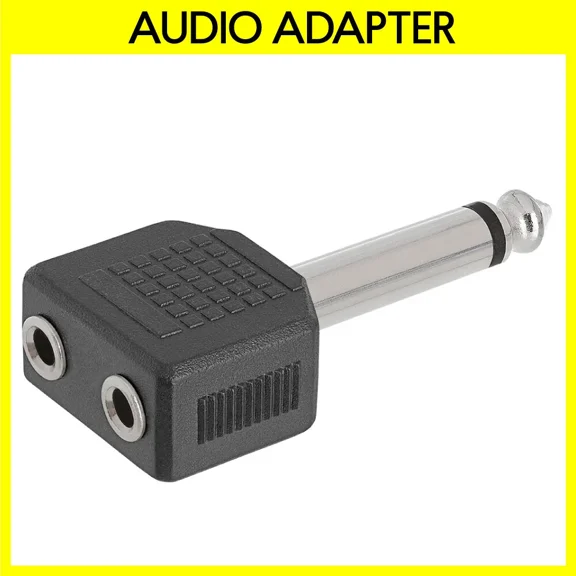 6.35Mm Mono Plug To 2X 3.5Mm Stereo Jack Adapter Audio Port Splitter Converter