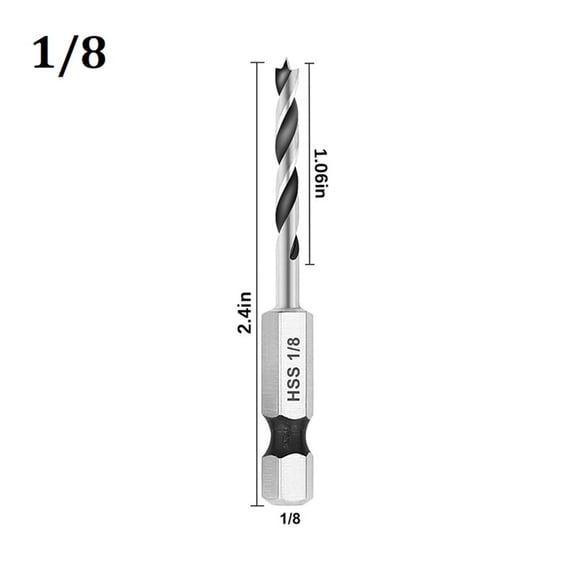 6.35Mm Quick Change Hex Shank 3-Point for Stubby Drill Bit Set for Woodworking 2#
