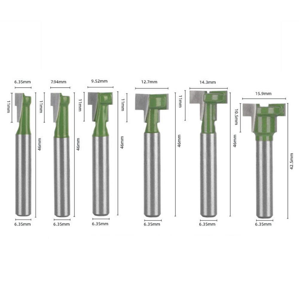 6.35mm Shank T-Slot Cutter Router Bit Set T Slotting Milling Cutter ...