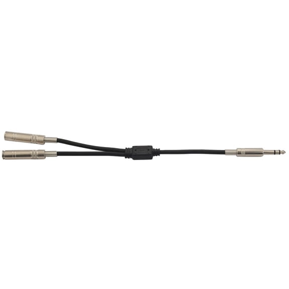 6.35mm 1/4 Inch Stereo Jack Splitter Cable Adapter Lead Plug to Double 6.35mm Sockets,1*Audio cable,Black & silver
