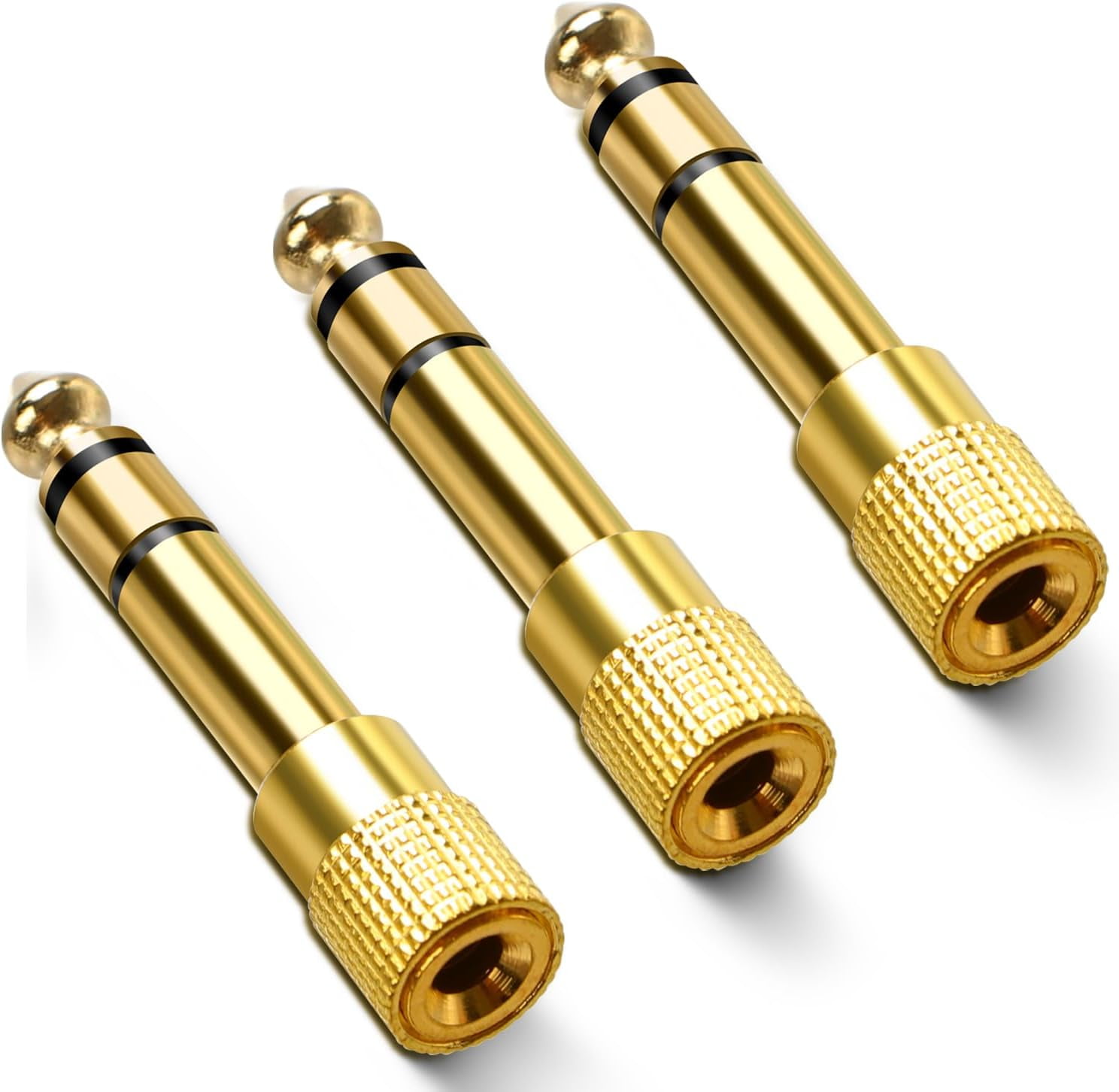 6.35mm (1/4 inch) to 3.5mm (1/8 inch) 3 Pcs Headphone Jack Gold Plated