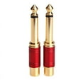 thumbnail image 1 of 6.35mm 1/4 inch Male Mono to Female Interconnect Audio Adapter Conversion Plug (Red 2 Pack), 1 of 6