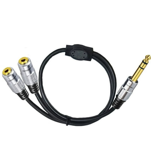 6.35mm 1/4 inch TRS to Dual 3.5mm 1/8 inch Female Headphone Splitter Y Cable Adapter 0.5m 19.7in