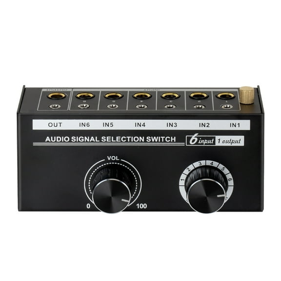 6.35mm/3.5mm Audios Source Selector Audios Switcher With 6 Inputs Precise Volumes Adjustment Losslessly Sound Quality